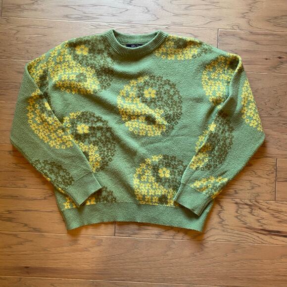 Witty Fox green peace sign crew neck sweater medium - Picture 2 of 5